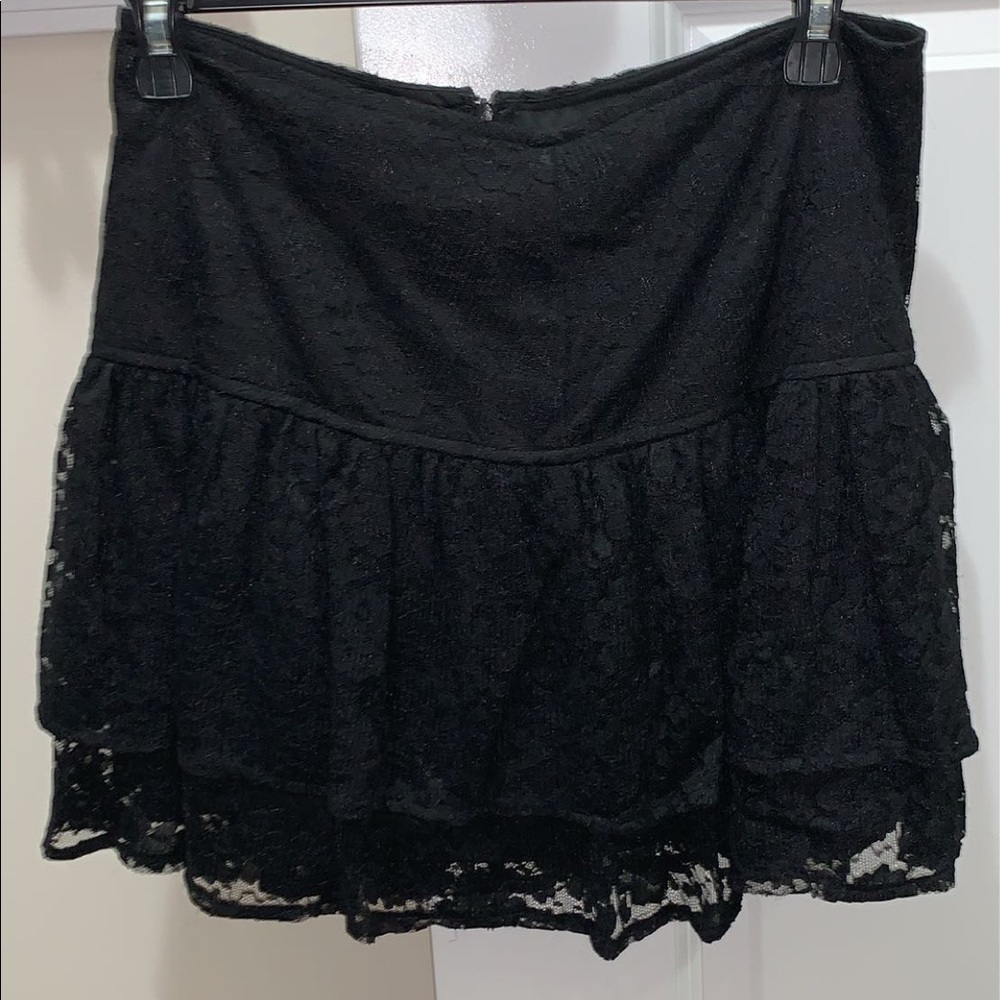 Black Fluffy Mini Skirt
